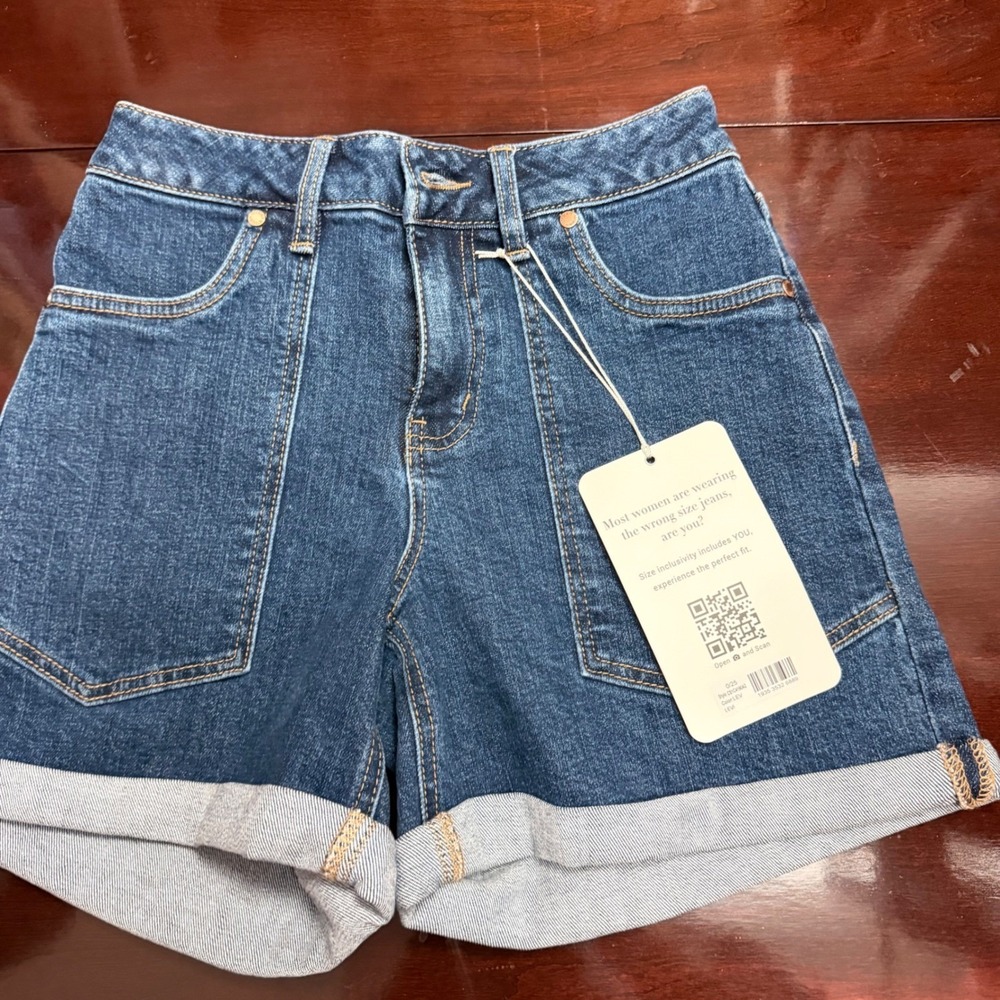 1822 Denim Women High Rise Cuffed Jean Shorts Blue Size 0/25 NWT